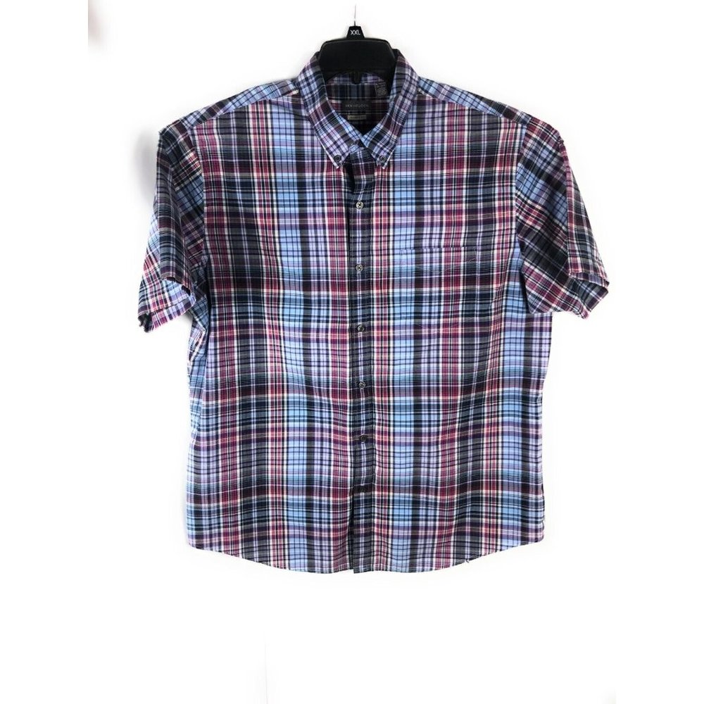 Van Heusen Men's XL Short Sleeve Button Up Multicolor Cotton Blend Shirt  A24